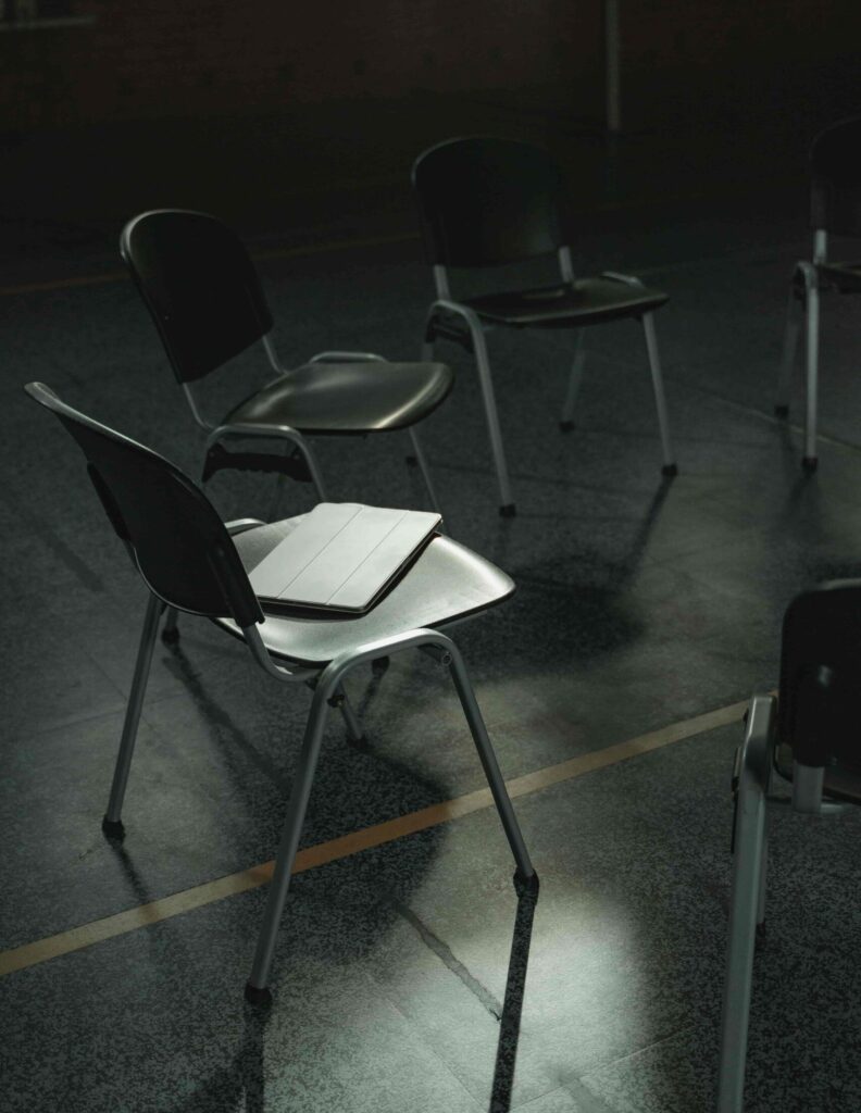 Abstract clean empty circle of chairs interior background